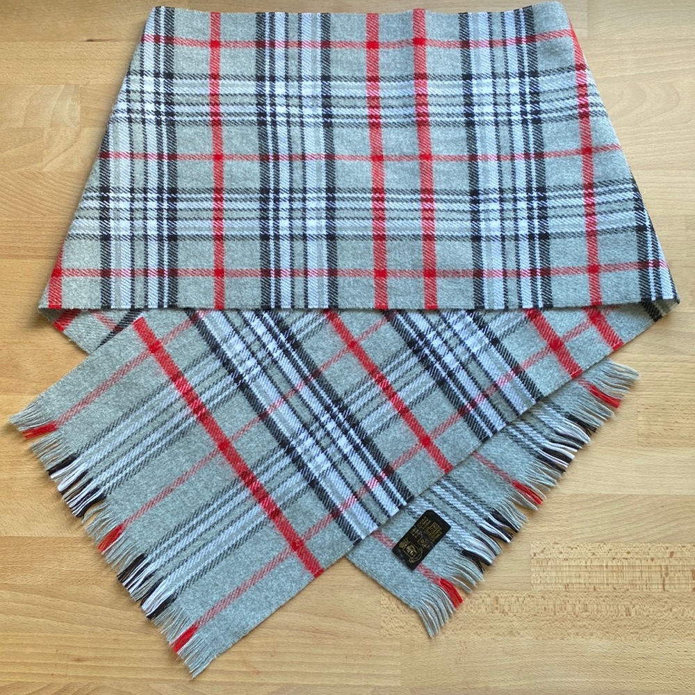 Lion’s Crest Grey and Red Winter Scarf Fleece Soft 11x60 inches